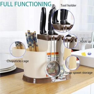 Shivalay Brown Kitchen Cutlery Storage Holder