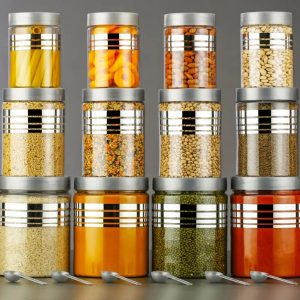 Orsale Silver Plastic Grocery Container Set