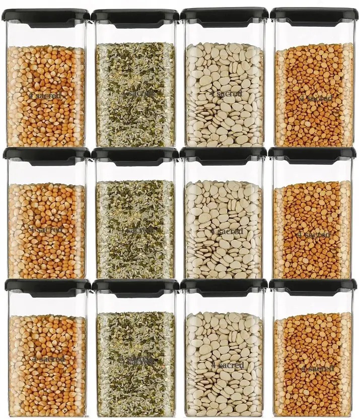 Sacred Black Plastic Grocery Container Set